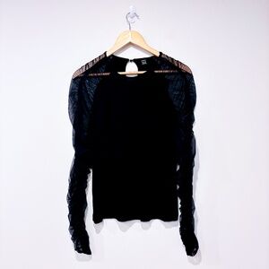 SHEIN Black sweater with sheer sleeves